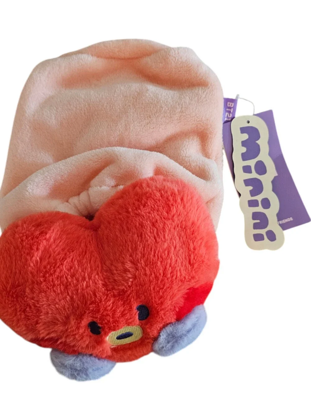 BT21 TATA Minini Character Cushion Throw Blanket Bag Red Heart NEW